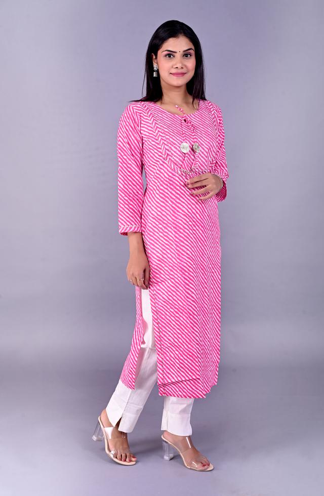 Pink Lehariya Kurti