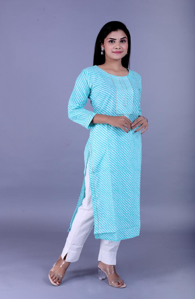 Gorgeous Straight Fit Kurti In Sky Blue
