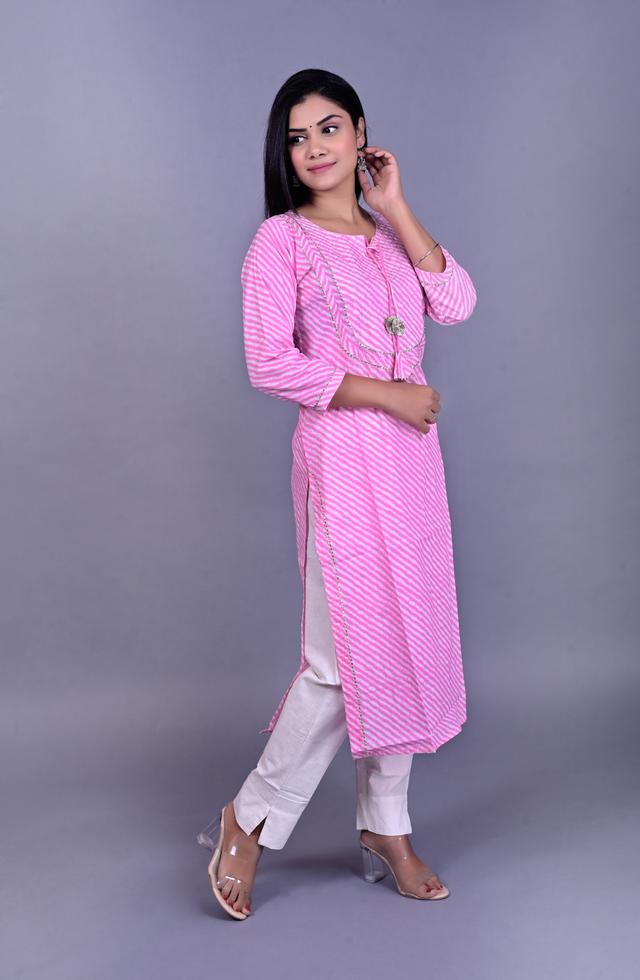 Lehariya Printed Kurti In Magenta