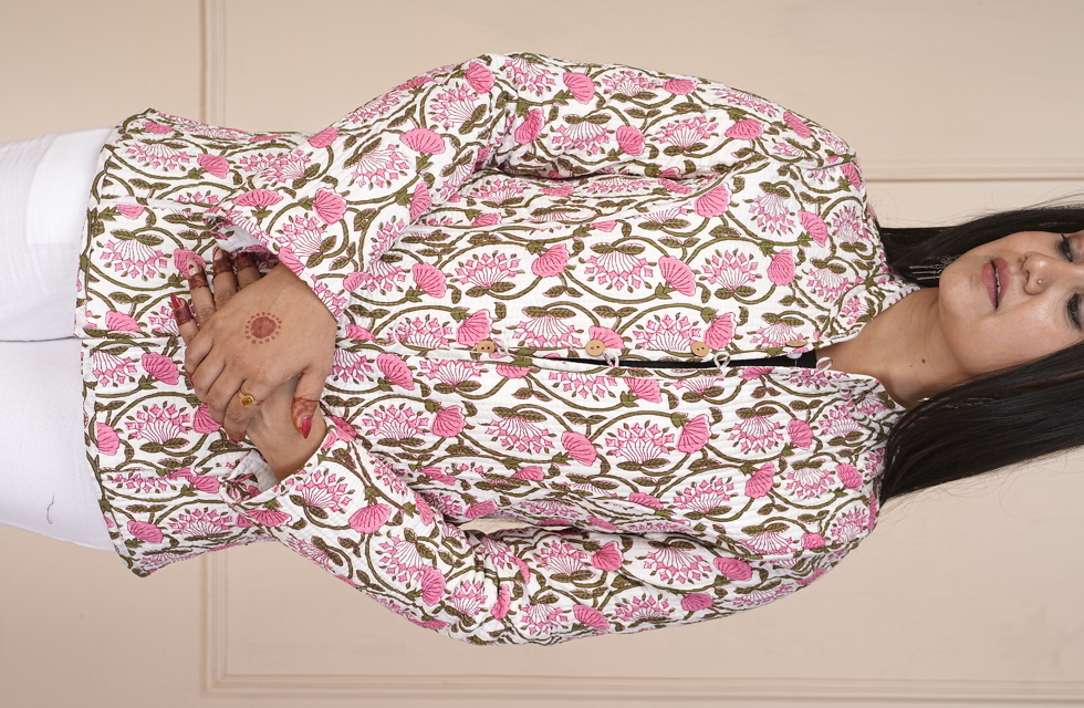Ravishing Floral Printed Quilted Jacket