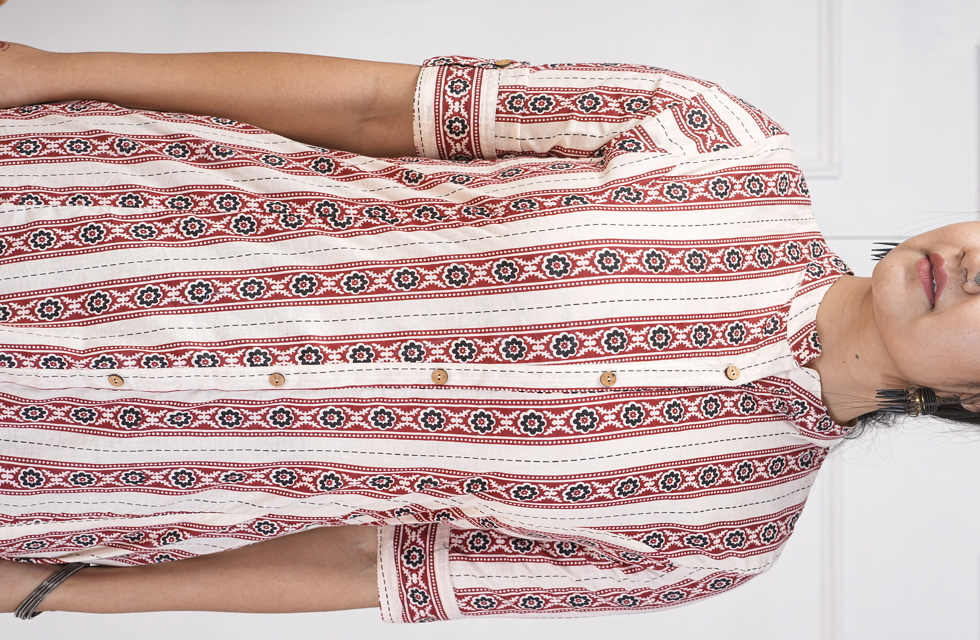 Off White A-Line Kurti