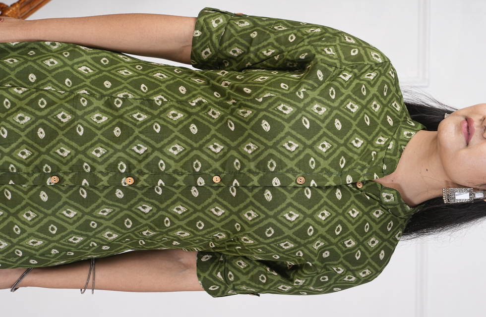 Gorgeous A-Line Kurti In Mehandi Green