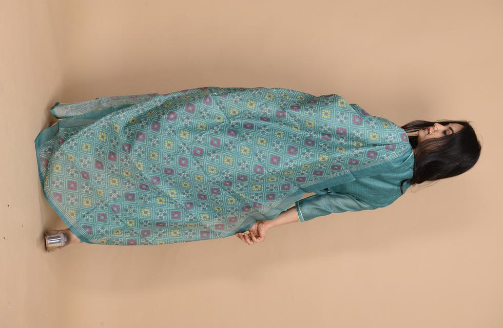 pGorgeous Pure Chanderi Suit Set With Aari Tari Work In Bottle Green Color