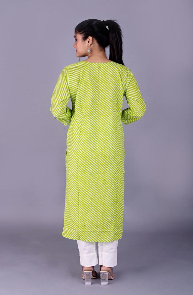 pNeon Green Straight Fit Kurti