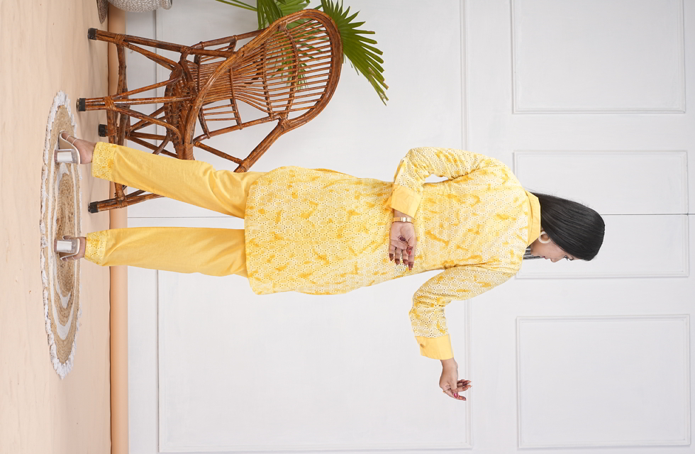 pStylish Co-ord Set In Yellow